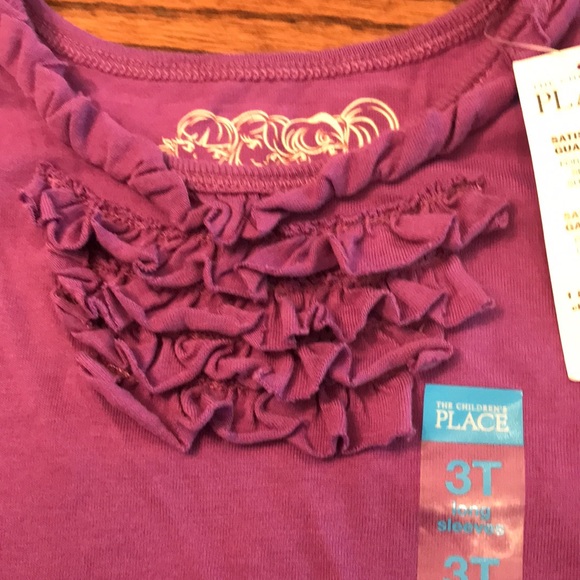 Children’s Place long sleeve tee with ruffles. Size 3T. New. Purple - Picture 2 of 6